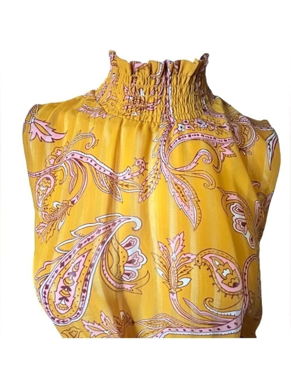 Nanette Lepore Gold Paisley Dress Size 8 - Picture 5 of 7